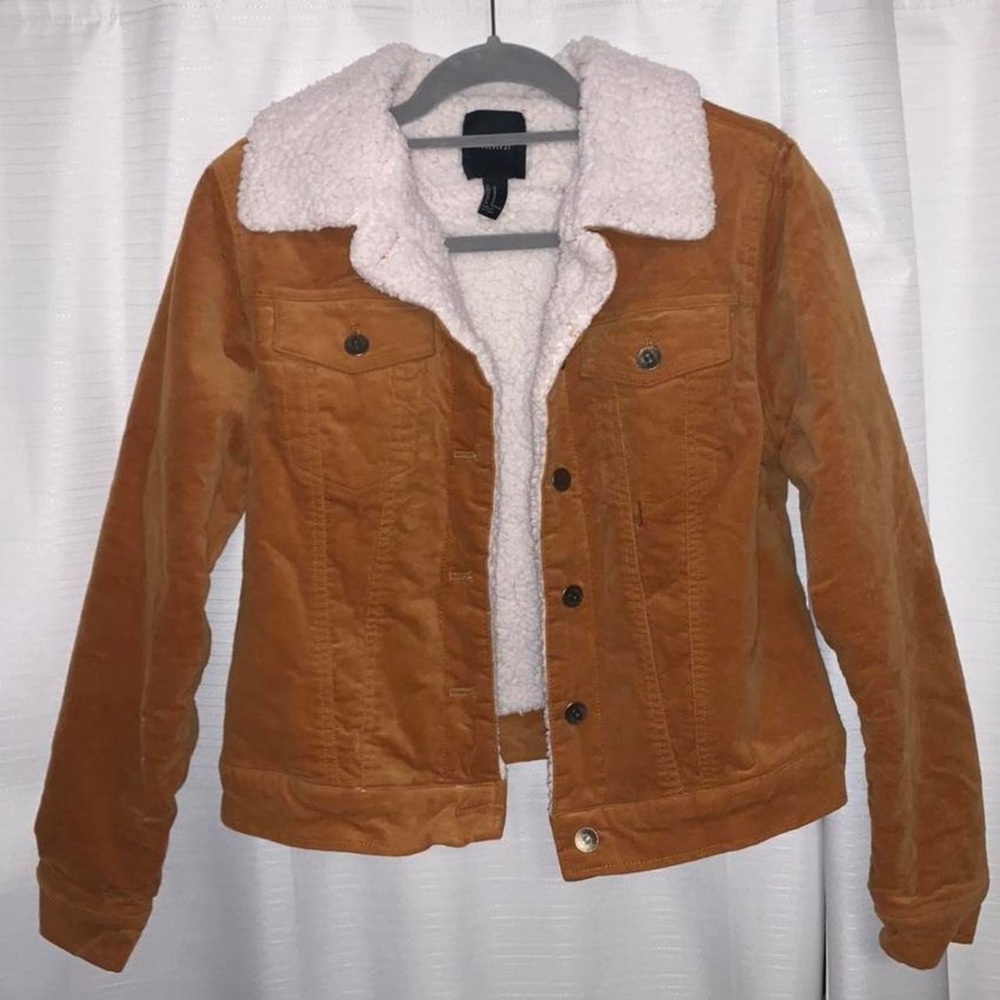 forever 21 sherpa lined corduroy button up jacket
